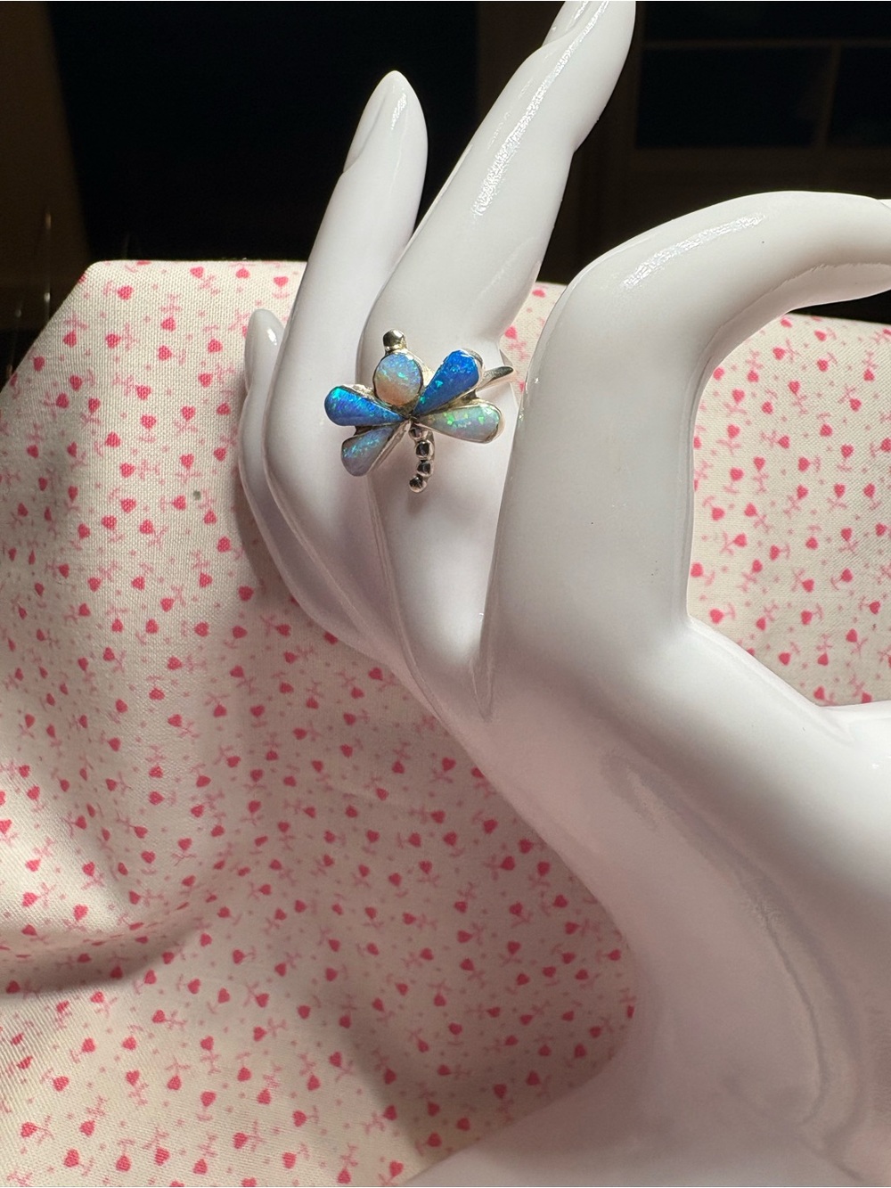 Sterling Silver Blue Opal Dragonfly Ring - Women's Jewelry